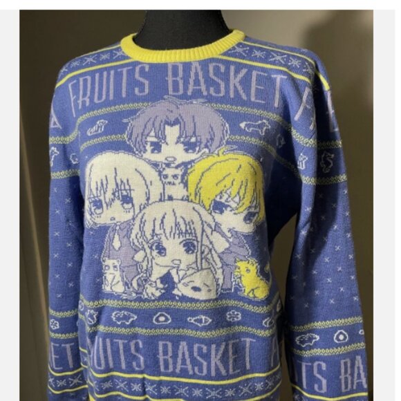 HP- BOX LUNCH ANIME MANGA FRUITS BASKET BLUE/YELLOW LONG SLEEVE SWEATER/SIZE L - Picture 3 of 8